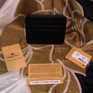 Patricia Nash Black Leather Cassis ID ZIP Card Case